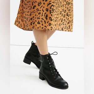 Madewell The Patti Lace-Up Boot in True Black 10 S77